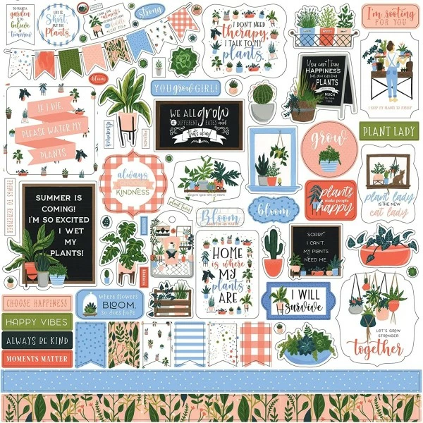 Feuille De Stickers 30cm X 30cm Plant Lady Carta Bella 1 Feuille De Stickers 30cm X 30cm Plant Lady Carta Bella