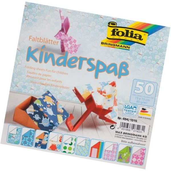 FOLIA Feuilles De Papier à Plier "Plaisir D'enfants" - 150 X 150 Mm 1 FOLIA Feuilles De Papier à Plier "Plaisir D'enfants" - 150 X 150 Mm