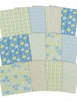 Erica Feuilles De Papier - Scrapbooking - Tons Bleus - Fleurs - Etoiles - 30,5 X 30,5 Cm