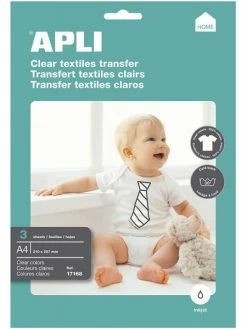 Feuilles De Papier Transfert Textile Blanc 21 X 29,7 Cm A4 Apli Agipa