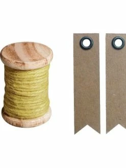 AUCUNE Ficelle 5 M Jaune Soleil + 20 étiquettes Kraft Fanion