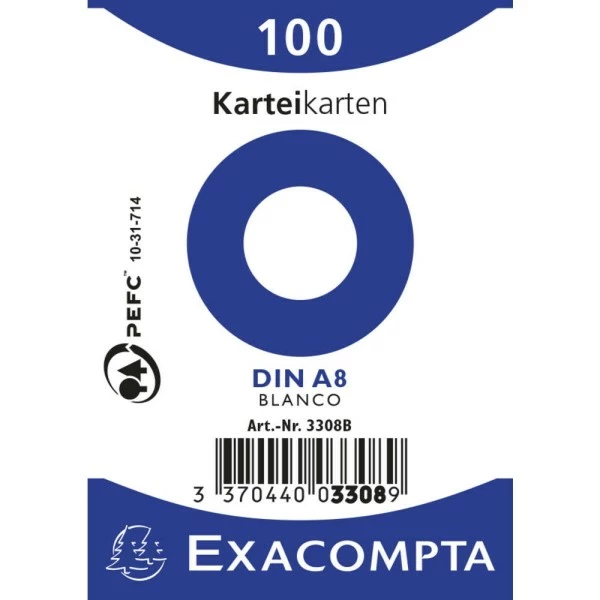Exacompta Fiches Bristol - A8 - Uni - Blanc 1 Exacompta Fiches Bristol - A8 - Uni - Blanc