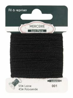 MDC Fil à Repriser Laine 15m Noir