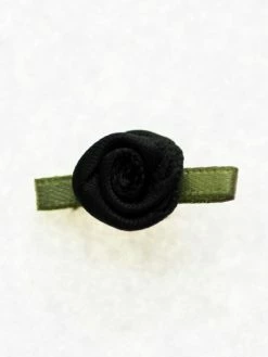 Tricot Créations Fleur Avec Feuille En Ruban : Embellissement Fleur En Satin - Noir - Lot De 20