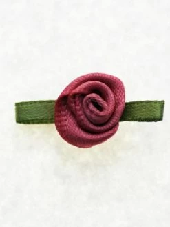 Tricot Créations Fleur Avec Feuille En Ruban : Embellissement Fleur En Satin - Vieux Rose - Lot De 20