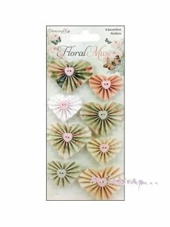 Fleurs, Cœurs Cocardes Papier Autocollant Dovecraft - 8 Pièces