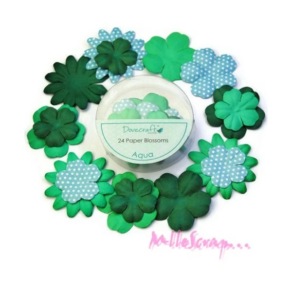 Fleurs Dovecraft Papier Turquoise - 24 Pièces 1 Fleurs Dovecraft Papier Turquoise - 24 Pièces