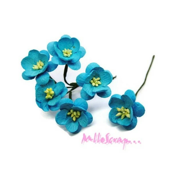 MlleScrap Fleurs Papier Bleu - 5 Pièces 1 MlleScrap Fleurs Papier Bleu - 5 Pièces