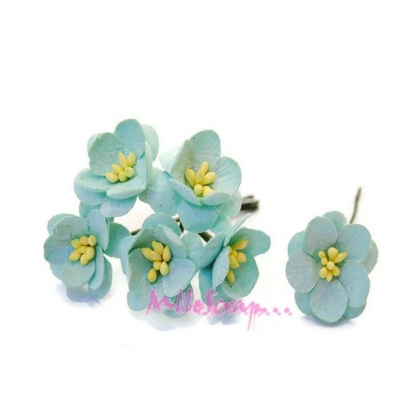 MlleScrap Fleurs Papier Bleu Clair - 5 Pièces 1 MlleScrap Fleurs Papier Bleu Clair - 5 Pièces