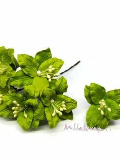 MlleScrap Fleurs Papier Lily Vert - 5 Pièces