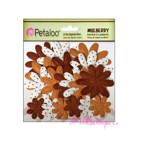 Fleurs Papier Marron - Petaloo - 18 Pièces 1 Fleurs Papier Marron - Petaloo - 18 Pièces