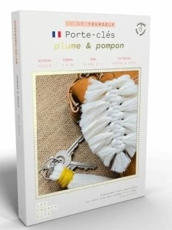 FRENCH'KITS French Kits Macramé - Porte-clés Plume & Pompon - 2 Pcs