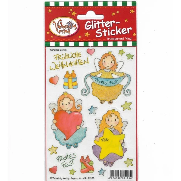 Vielseidig Verlag Glitter Stickers Ange Noël Cœur étoile 1 Vielseidig Verlag Glitter Stickers Ange Noël Cœur étoile