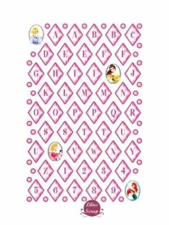 SANDYLION Grande Planche De Stickers Alphabet Princesses 30 X 20 Cm