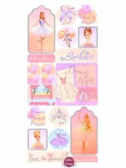Grande Planche De Stickers Tags Barbie Sandylion 30 X 14 Cm