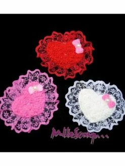 MlleScrap Grands Cœurs Tissu Dentelle - 3 Pièces
