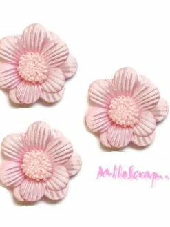 MlleScrap Grosses Fleur Tissu Rose - 5 Pièces