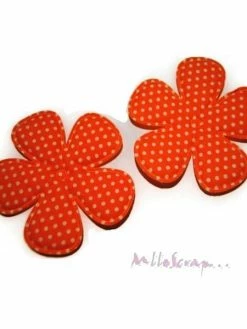 MlleScrap Grosses Fleurs Tissu Orange - 2 Pièces