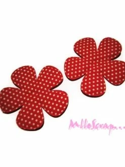 MlleScrap Grosses Fleurs Tissu Rouge - 2 Pièces