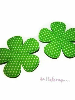 MlleScrap Grosses Fleurs Tissu Vert - 2 Pièces