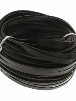Perlesmania H171 PAX 5 Mètres Cordon Plat Cuir Veritable 3 Par 2mm Noir