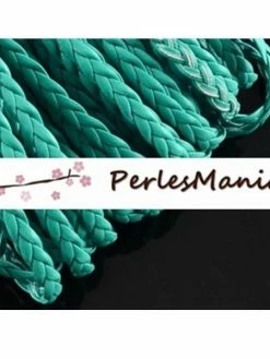 Perlesmania H2511 PAX 10m Cordon Plat Tressé Simili Cuir H2511 Turquoise 5 Par 2mm