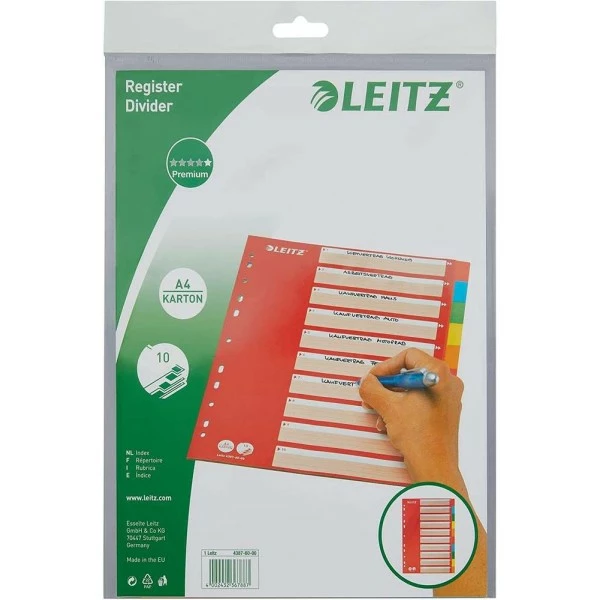 Leitz Intercalaires En Carton - A4 - 10 Touches 1 Leitz Intercalaires En Carton - A4 - 10 Touches