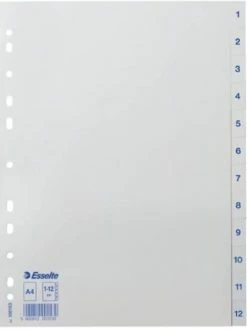 Esselte Intercalaires En Plastique A4 - Numériques - 12 Touches