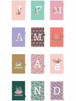 Creativ Company Intercalaires Mensuels Pour Planner - Fleuri - 12 Pages