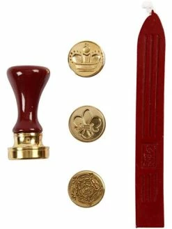 Creativ Company Kit à Cacheter Pour Débutants - Motifs : Couronne, Fleur, Lys - Diamètre : 1,8 Cm