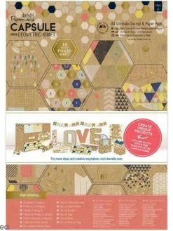 Docrafts Papermania Kit Complet Scrapbooking Geometric Kraft - Papiers Et Die-cuts - 48 Pcs