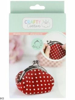 Artemio Kit Couture Crafty Cotton- Porte-monnaie Rouge à Pois Blancs - 10 X 8 Cm