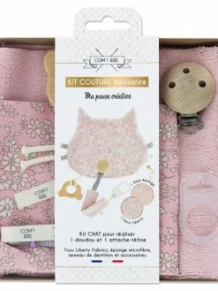 Com'1 Idée Kit Couture - Doudou Et Attache-tétine - Liberty Rose