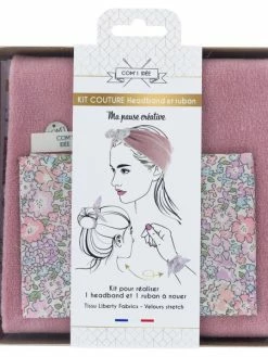 Com'1 Idée Kit Couture - HeadBand Velours Et Liberty - Rose