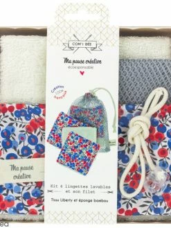 Com'1 Idée Kit Couture - Lingettes Lavables Et Filet - Tissus Liberty - 7 Pcs