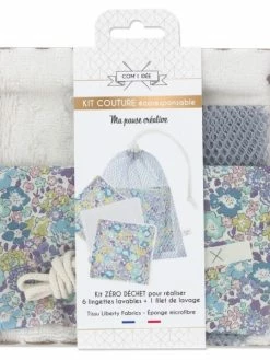 Com'1 Idée Kit Couture - Lingettes Lavables Et Filet - Tissus Liberty Michele - 7 Pcs