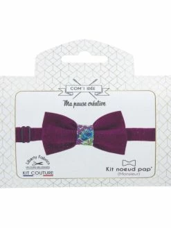 Com'1 Idée Kit Couture - Noeud Papillon Velours Et Liberty Violet