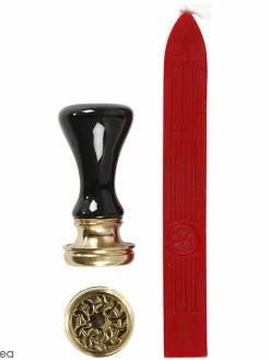 Creativ Company Kit De Cire à Cacheter - Rouge - Motifs Couronne De Feuilles - 2 Pcs