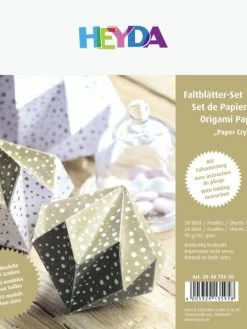 Heyda Kit De Papier Origami "Cristal" - Blanc/Or - 2 Formats