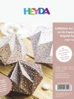 Heyda Kit De Papier Origami "Cristal" - Blanc/Or Rosé - 2 Formats