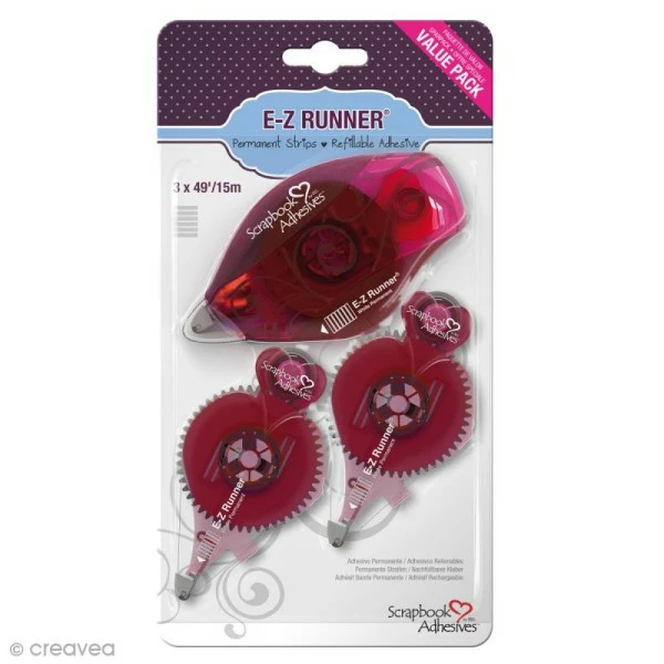 Scrapbook Adhesives Kit Dérouleur Adhésif Double-face E-Z Runner Et 2 Recharges - Bande Rayures - 3 Pcs 1 Scrapbook Adhesives Kit Dérouleur Adhésif Double-face E-Z Runner Et 2 Recharges - Bande Rayures - 3 Pcs