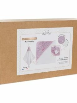 Com'1 Idée Kit DIY Couture - Cape De Bain Bébé Rose - 69 X 69 Cm