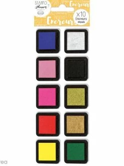 Kit Encreurs à Pigment Izink Aladine - 10 Coloris - 3,5 X 3,5 Cm