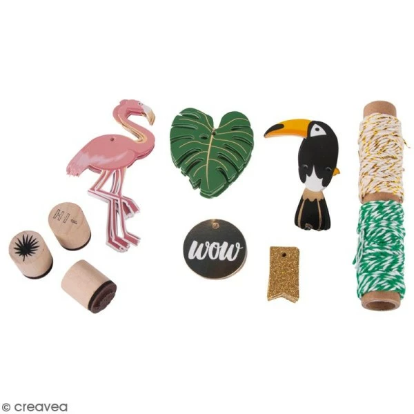 Rayher Kit étiquettes Et Tampons - Tropical - 55 Pcs 1 Rayher Kit étiquettes Et Tampons - Tropical - 55 Pcs