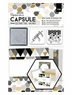 Breloques For You Kit Mini Cartes Et Tampons Geometric Mono - Imprimés Géométriques Noir, Gris,Blanc
