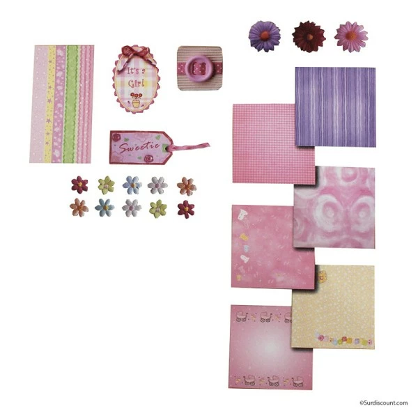 Kit Scrapbooking Naissance Fille - Erica 1 Kit Scrapbooking Naissance Fille - Erica