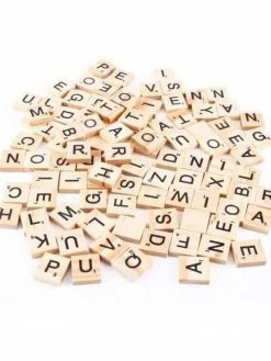 Ctop Lettres - Alphabet - Majuscule - Bois - Forme Carré - 120 Pièces