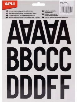 Apli Agipa Lettres Majuscules Adhésives Noires 50mm Apli