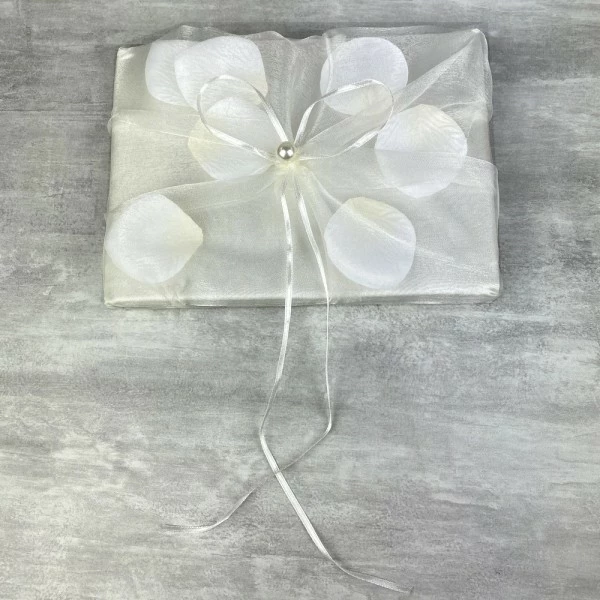 Hobi Livre D'Or De Mariage En Satin Ivoire Et Tulle, 21 Cm, Album Photo Avec Pétales 2 Hobi Livre D'Or De Mariage En Satin Ivoire Et Tulle, 21 Cm, Album Photo Avec Pétales – Image 2