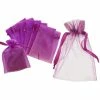 Artif Lot 10 Grands Sachets Organza Mauve Foncé, Pochettes Organdi 12,5x17 Cm Pour Dragées, Cadeaux, Maria